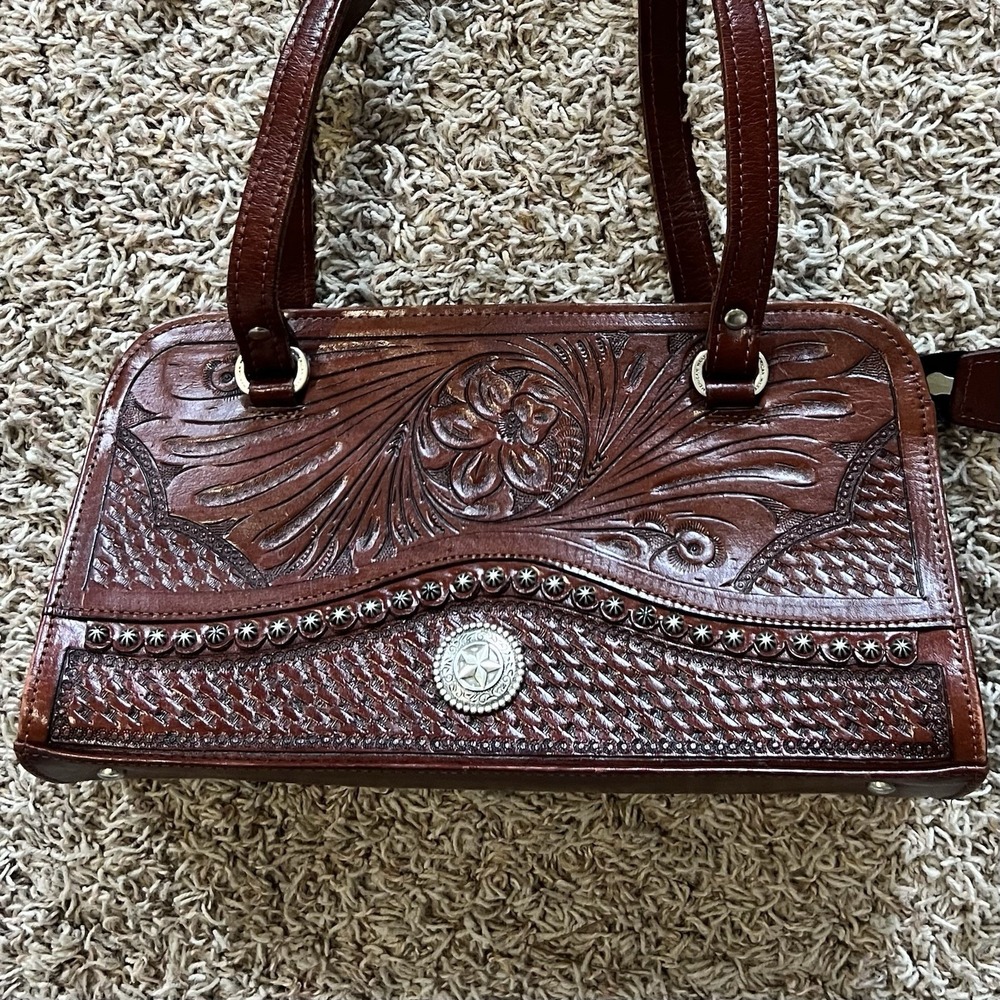 American West Floral Embossed Brown Satchel